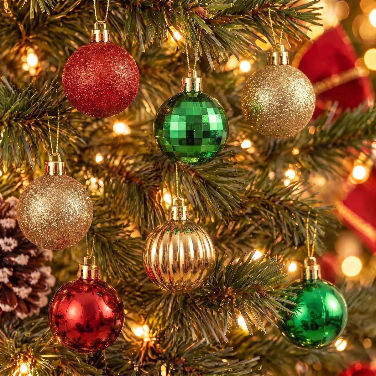 20-Count Red/Green/White Mini Ball Shatterproof Christmas Ornaments, by Holiday Time