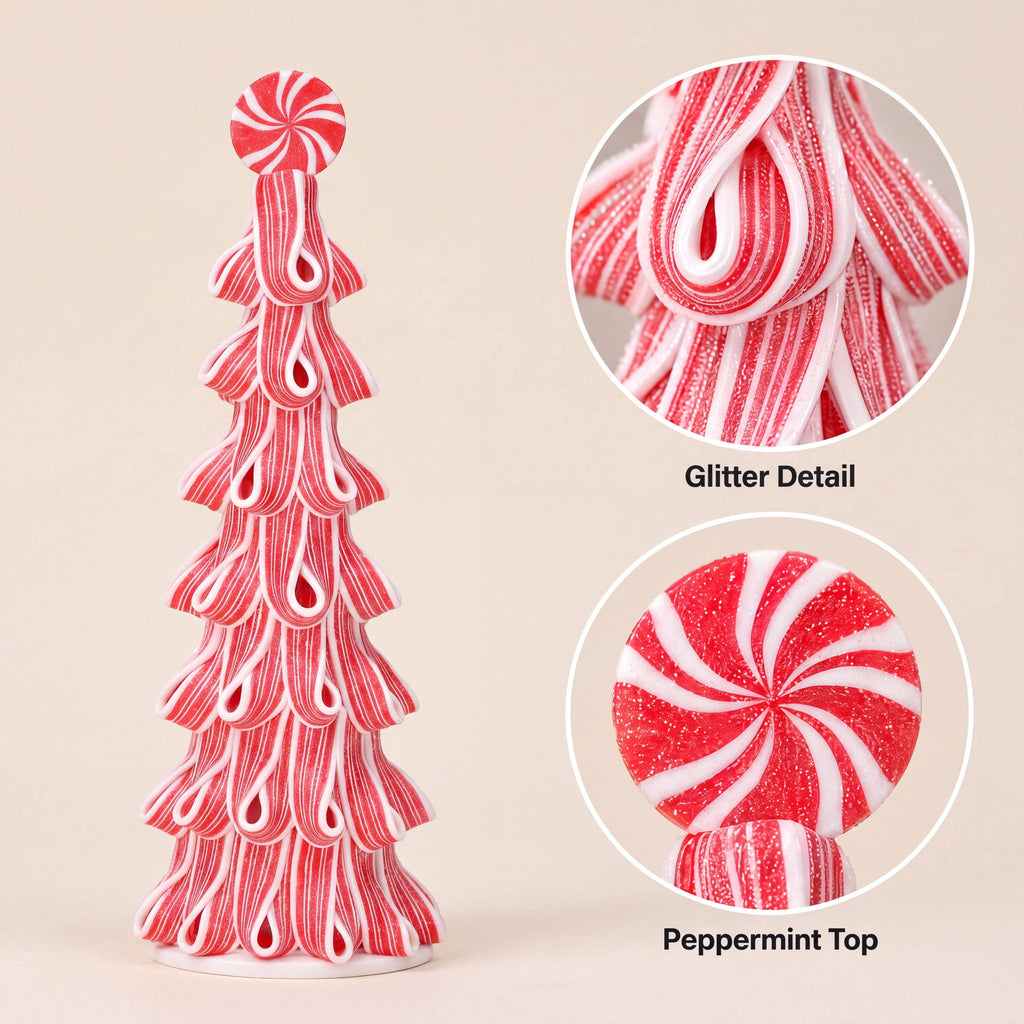 Holiday Time 13.5'' Red & White Ribbon Candy Tree Christmas Decor