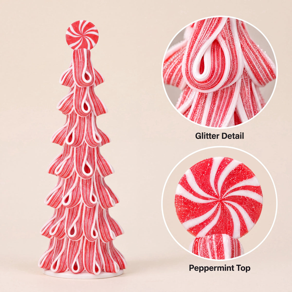 Holiday Time 13.5'' Red & White Ribbon Candy Tree Christmas Decor