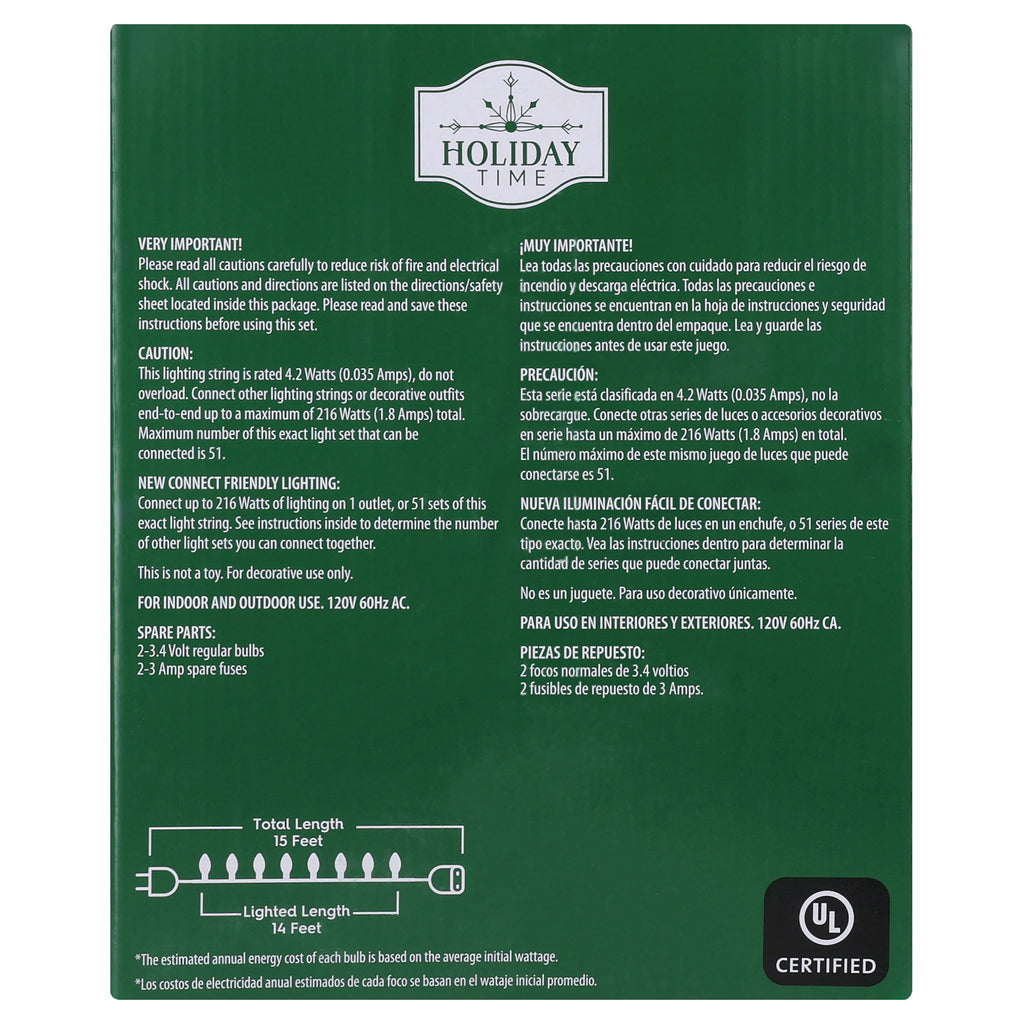 Indoor/Outdoor 25-Count LED Random Twinkling C9 Christmas String Lights, Multicolor, Green Wire, 14', by Holiday Time