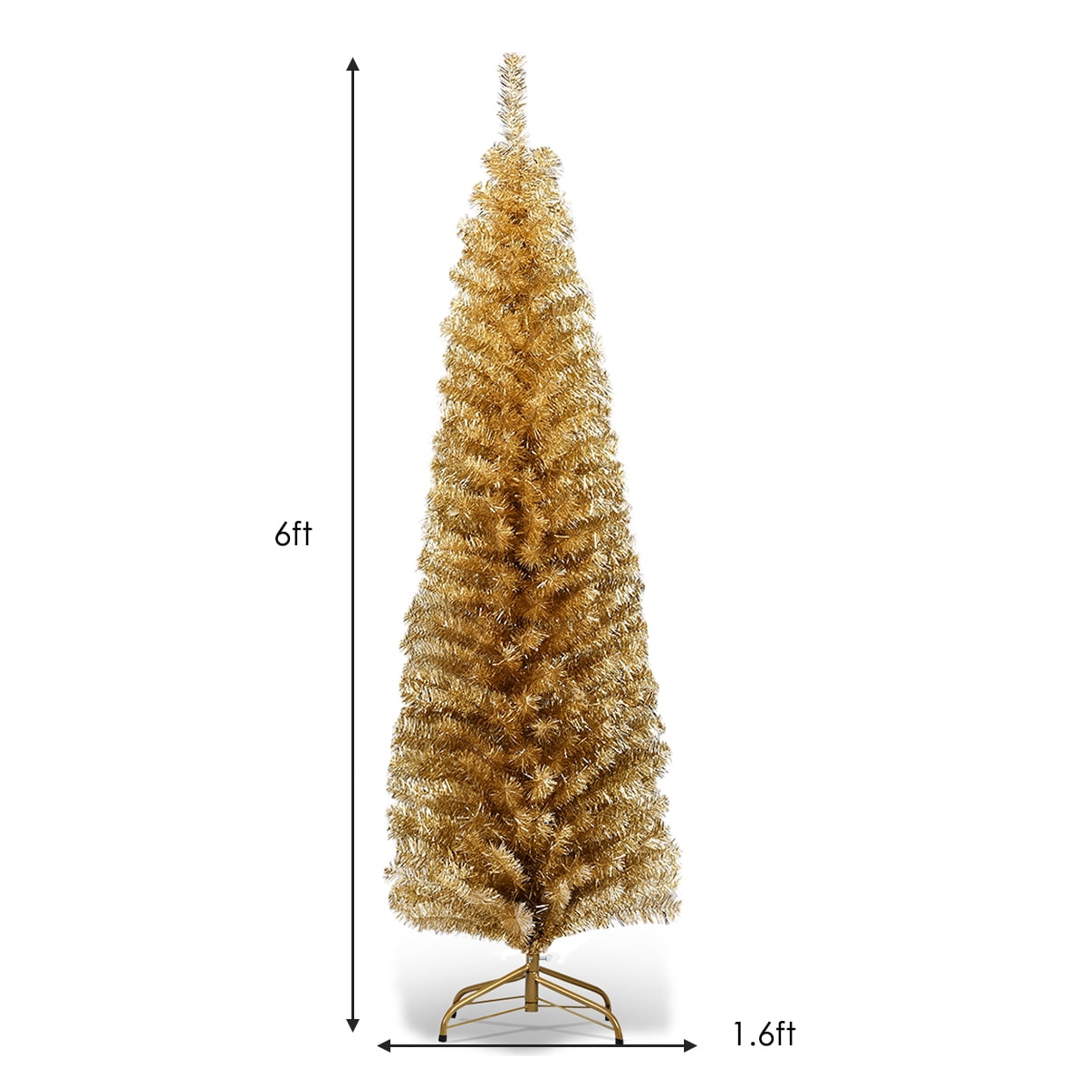 Gymax 6ft Pencil Artificial Christmas Tree Electroplate Pencil Tree (Blue)