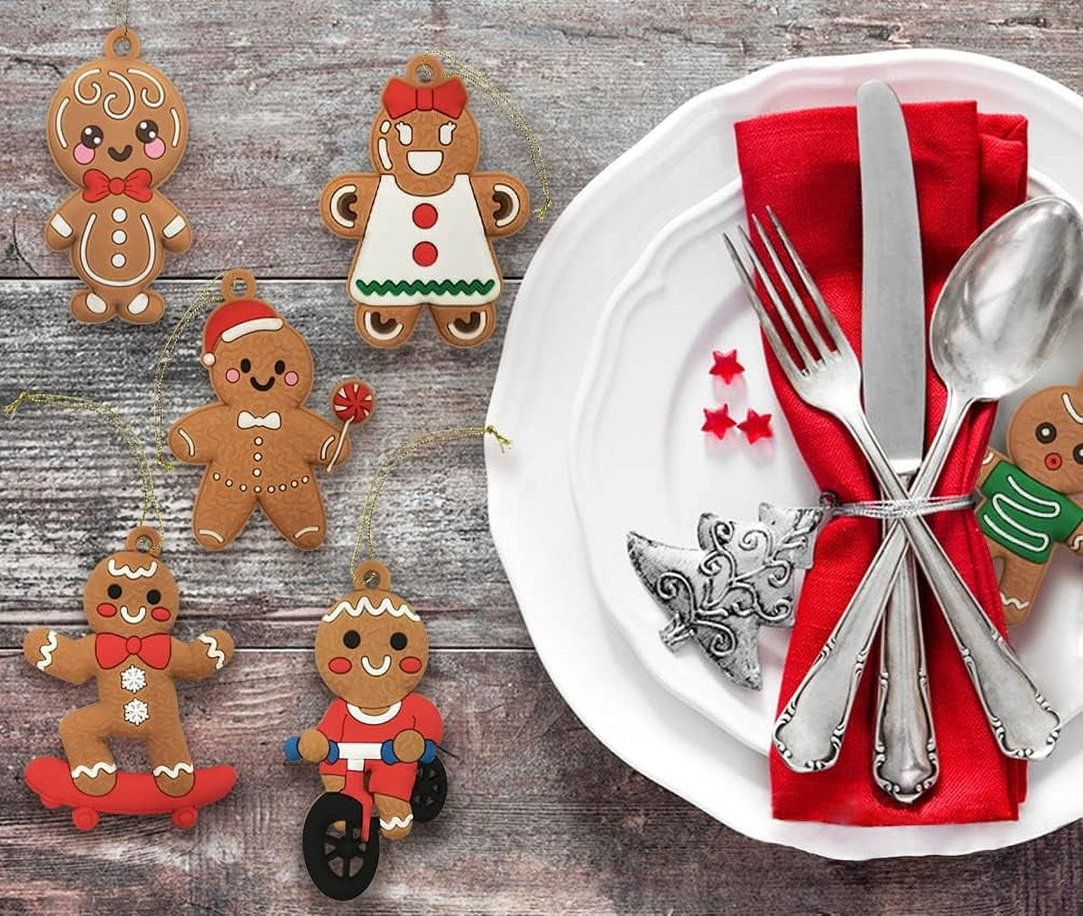 Ayieyill 14Pcs Christmas Ornaments Gingerbread Christmas Tree Decorations Holiday Decor (Classic)