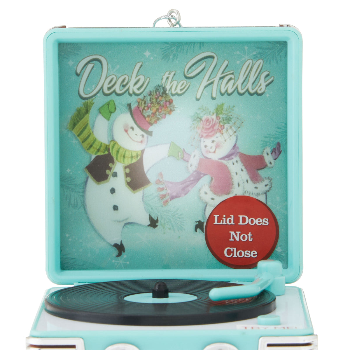 Mr. Christmas 3.8" Retro Vinyl Record Player Ornament, Teal