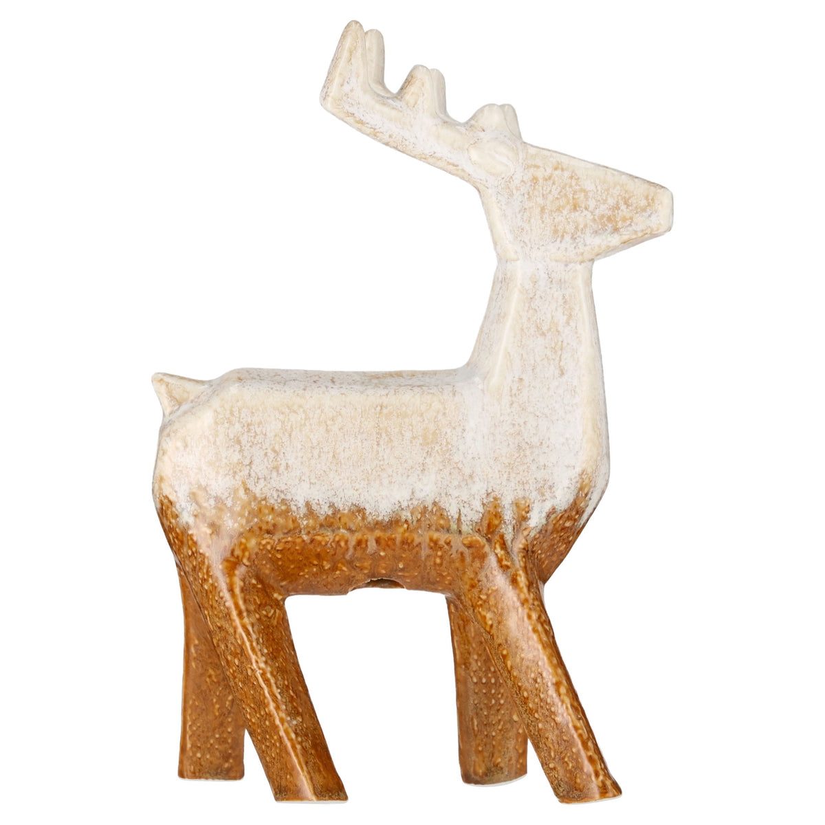 Large Ceramic Standing Deer Christmas Decoration, Cream and Brown, 9", by Holiday Time