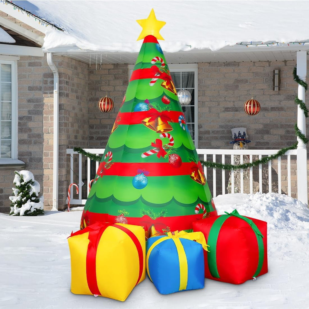 GOOSH Christmas Inflatable 7 FT Outdoor Christmas Tree Decorations, Outdoor Christmas Tree Decorations with Built-in LEDs, Christmas Decorations Clearance for Xmas/Holiday/Party