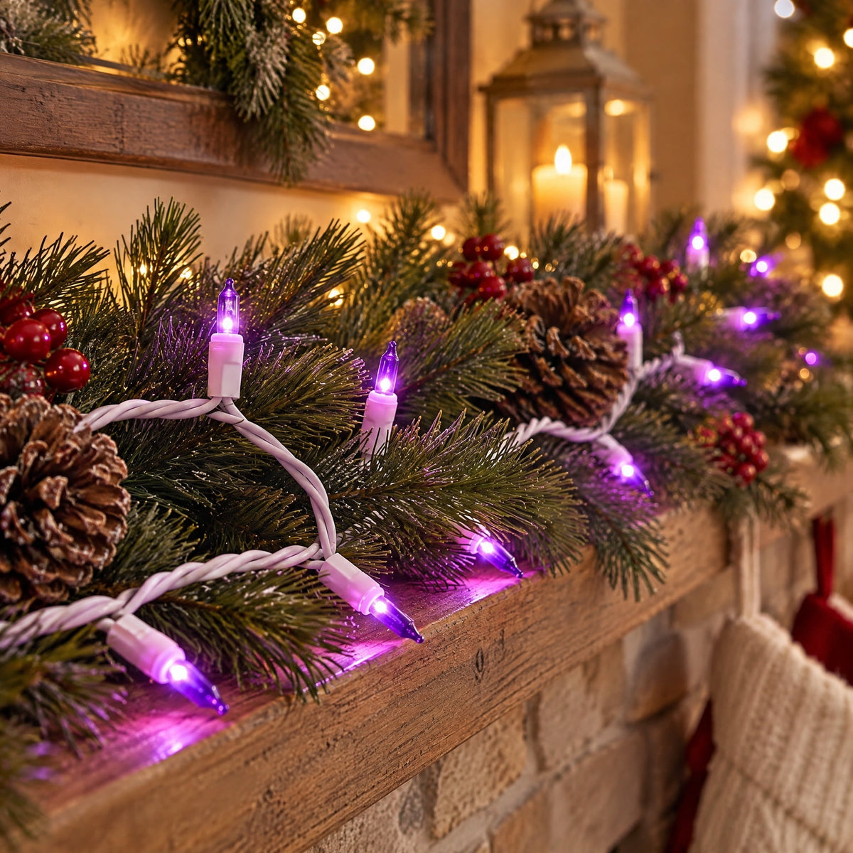 Indoor/Outdoor 100-Count LED Mini Christmas String Lights, Warm White, White Wire, 19.5', by Holiday Time