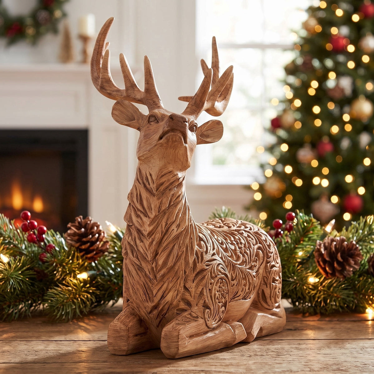Resin Sitting Deer Christmas Decoration, Brown, 9", by Holiday Time