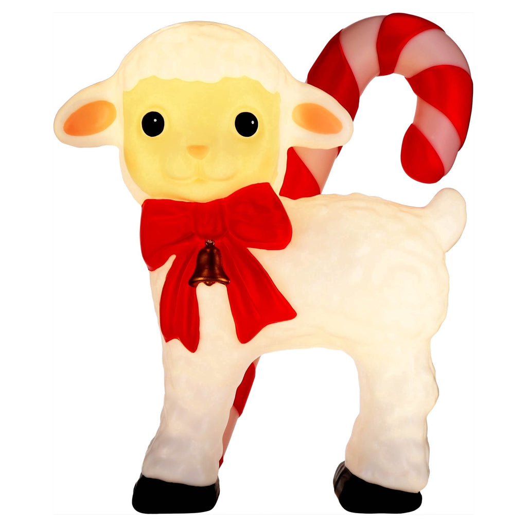 Lighted Blow Mold Sheep with Candy Cane Indoor/Outdoor Christmas Decoration, Multicolor, 26", by Holiday Time