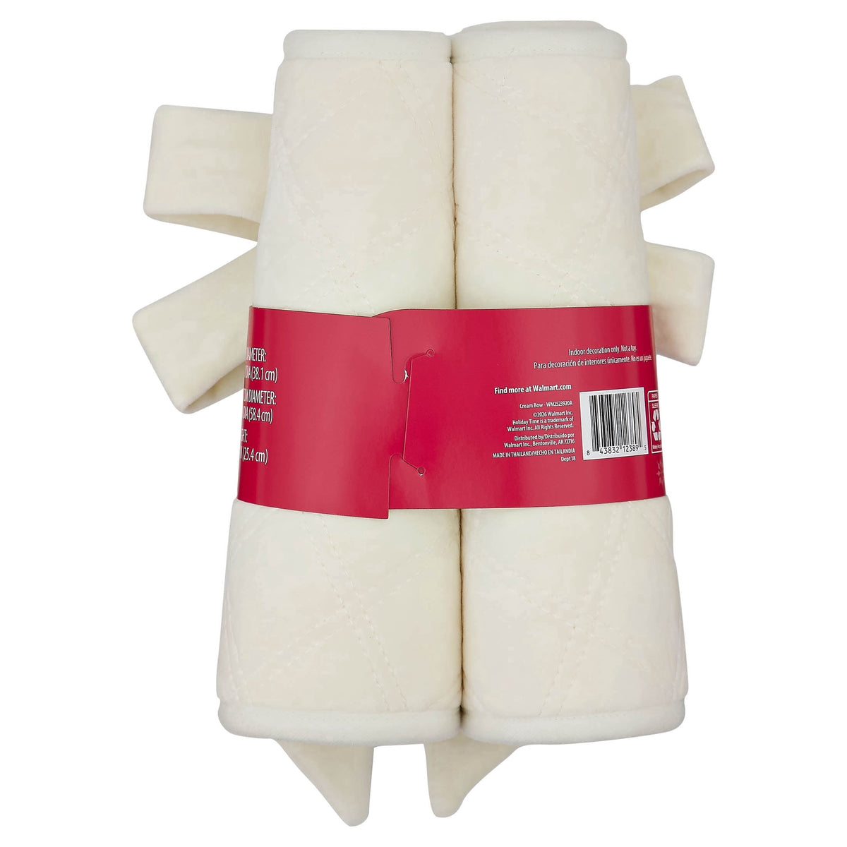 Quilted Velvet Stand Band Christmas Tree Collar, Cream, 23", by Holiday Time