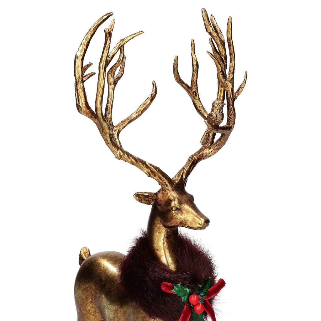 Resin Sitting Deer Christmas Decoration, Gold, 10.3", by Holiday Time