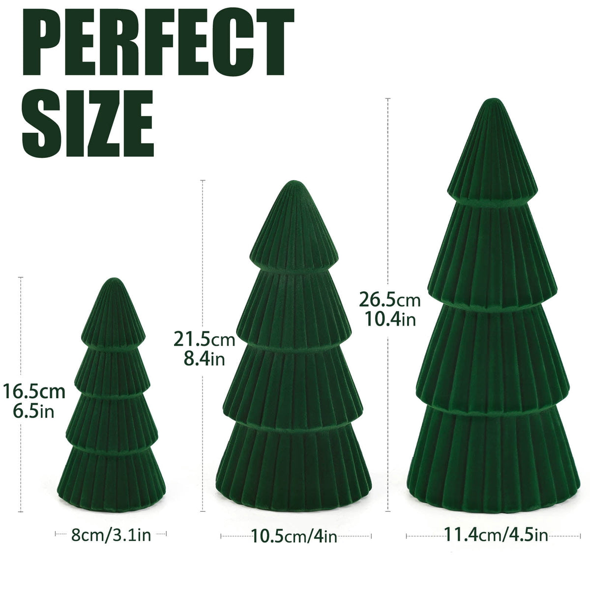 Ayieyill 3pcs Tabletop Christmas Tree Velvet Woven Resin Christmas Trees for Christmas Decor Indoor, Christmas Table Decor, Green