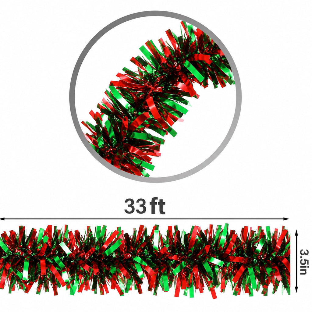Ayieyill 33ft Tinsel Garland Hanging Christmas Tree Garland for Christmas Tree Decorations Indoor, Iridescent