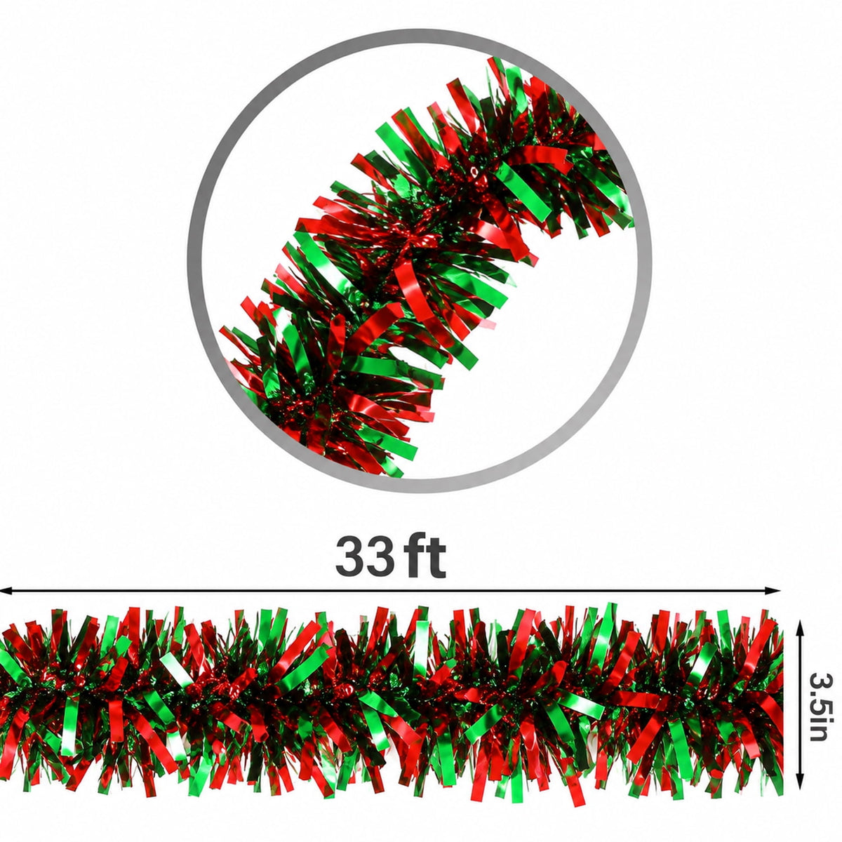 Ayieyill 33ft Tinsel Garland Hanging Christmas Tree Garland for Christmas Tree Decorations Indoor, Iridescent