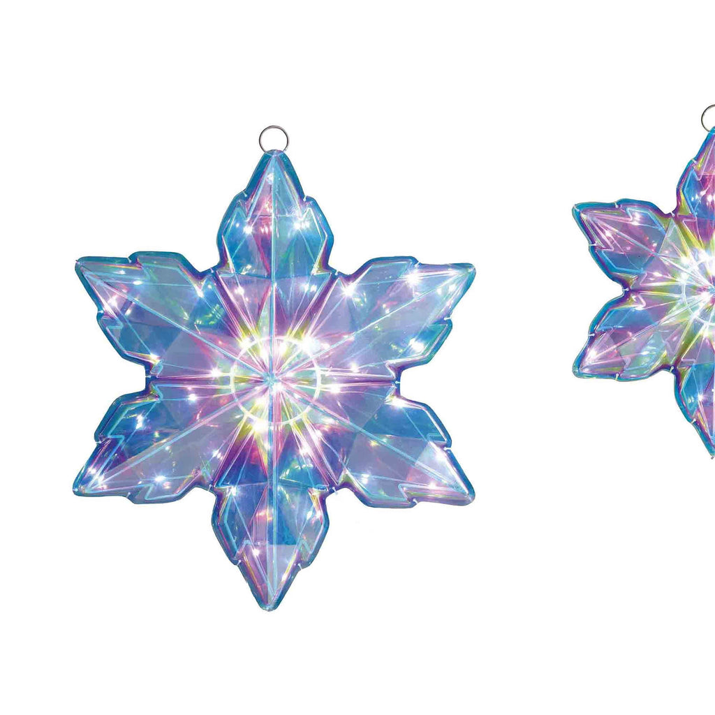 Indoor/Outdoor LED Prismatic Snowflakes Christmas Decoration with 70 LED Lights, Cool White, Set of 2, by Holiday Time