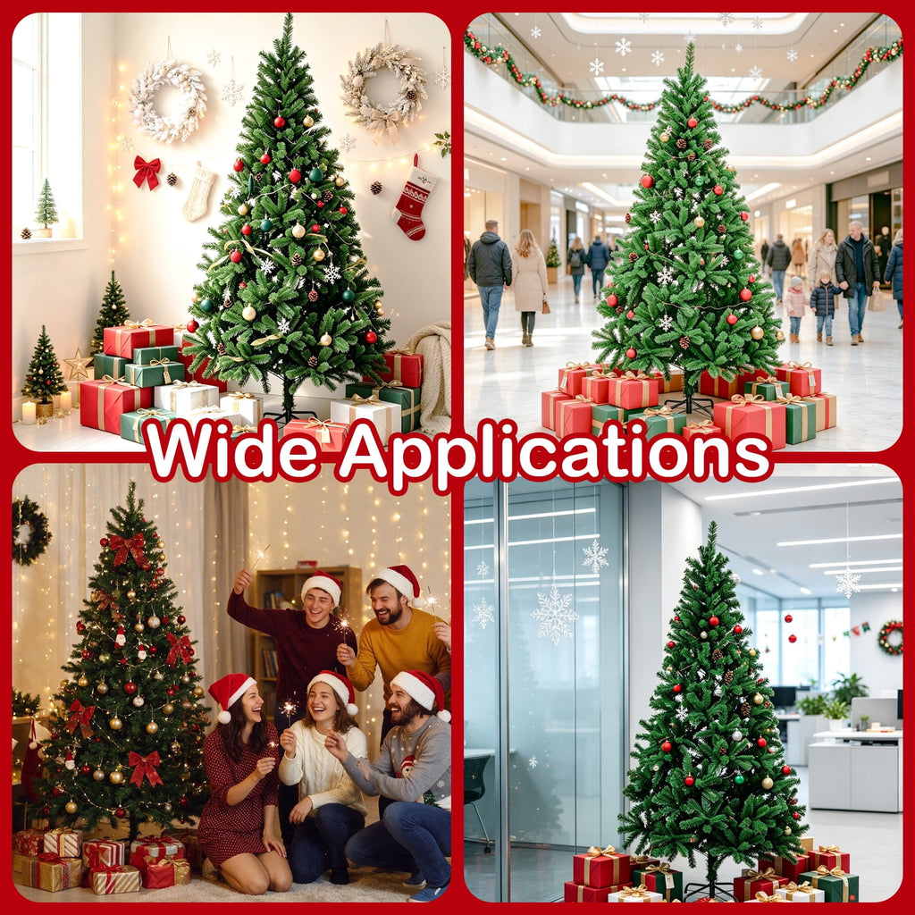 AGCAN Artificial Christmas Tree, 5ft Unlit Christmas Pine Tree with 350 Branch Tips, Xmas Tree with Metal Stand for Indoor Home Office Decor, Green