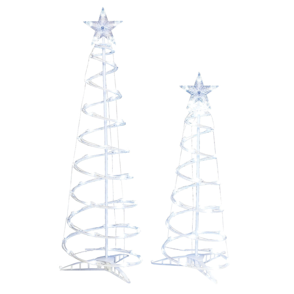 Indoor/Outdoor LED 8-Function Color-Changing Spiral Christmas Trees, Cool White to Multicolor, Set of 2, by Holiday Time