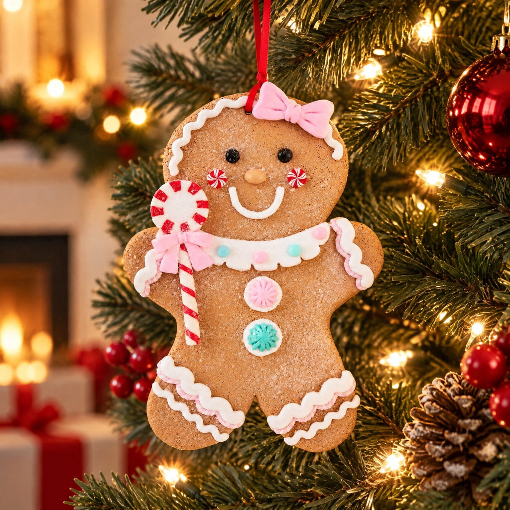 Multicolor Clay Dough Jumbo Gingerbread Girl Christmas Ornament, 7.8", by Holiday Time