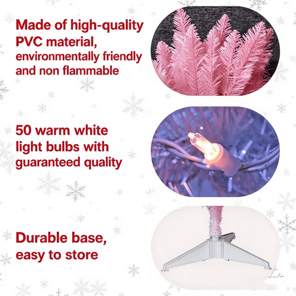 Cowin 4ft Artificial Christmas Tree,Pre-lit Tinsel Pine Spruce Tree, Small Xmas Tree for Home, Office and Party,White