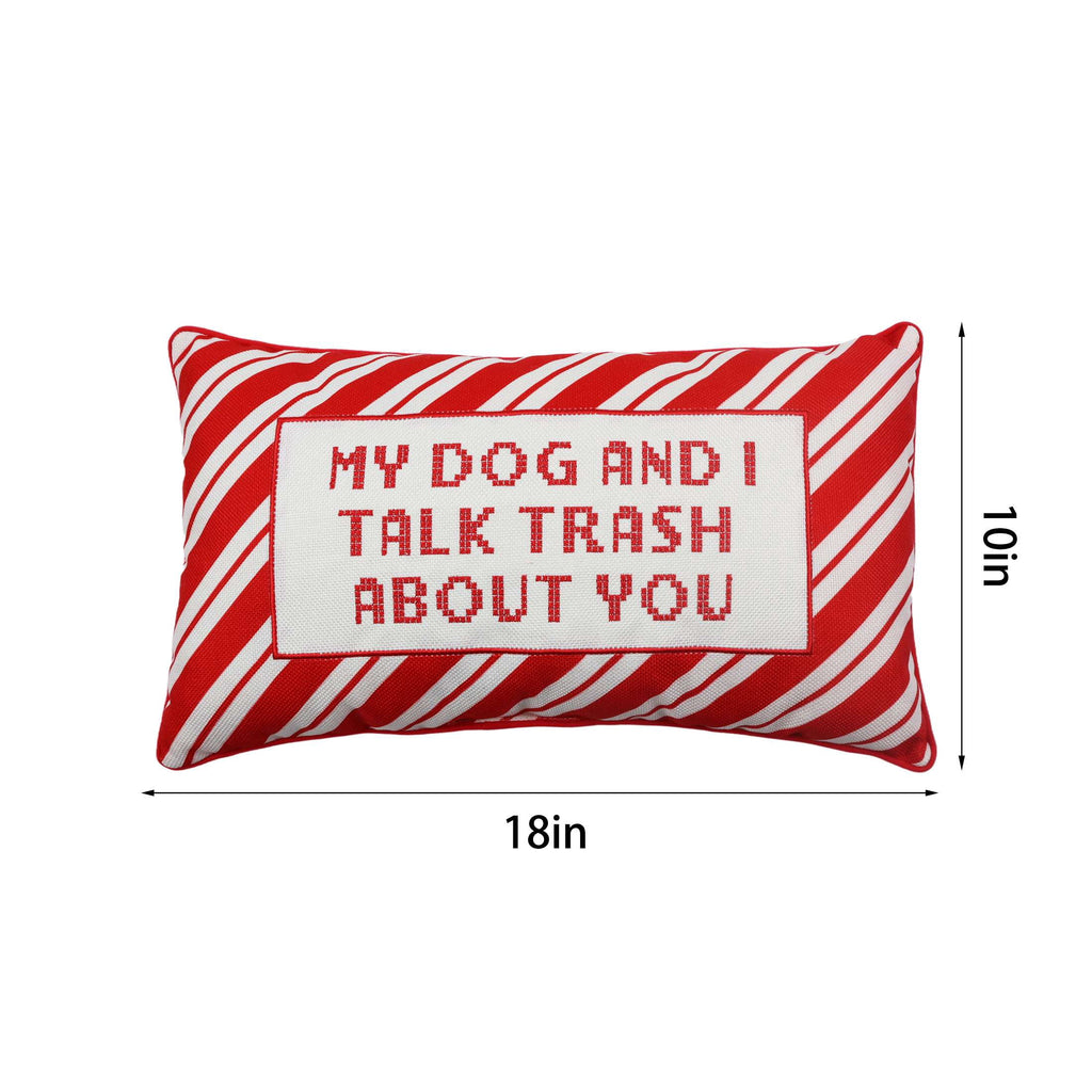 Holiday Time Festive Red White Stripe Lumbar Pillow for Christmas Decor