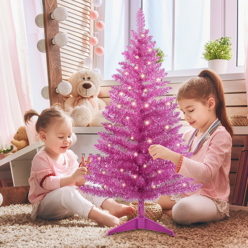 Mayhihi 4FT White Small Christmas Tree with Lights, Artificial Xmas Trees for Home Office