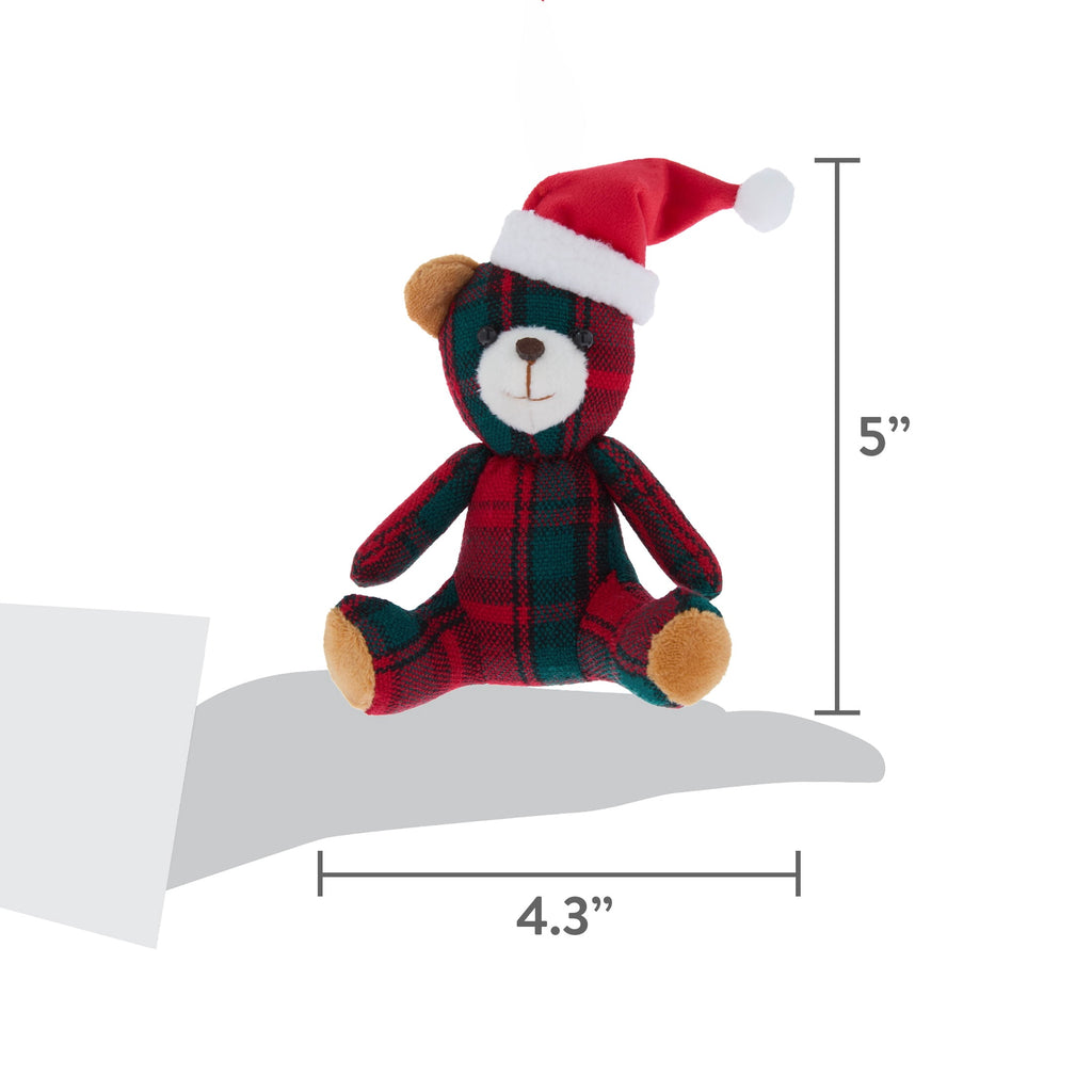 Multicolor Plaid Fabric Bear Christmas Ornament, 5", by Holiday Time