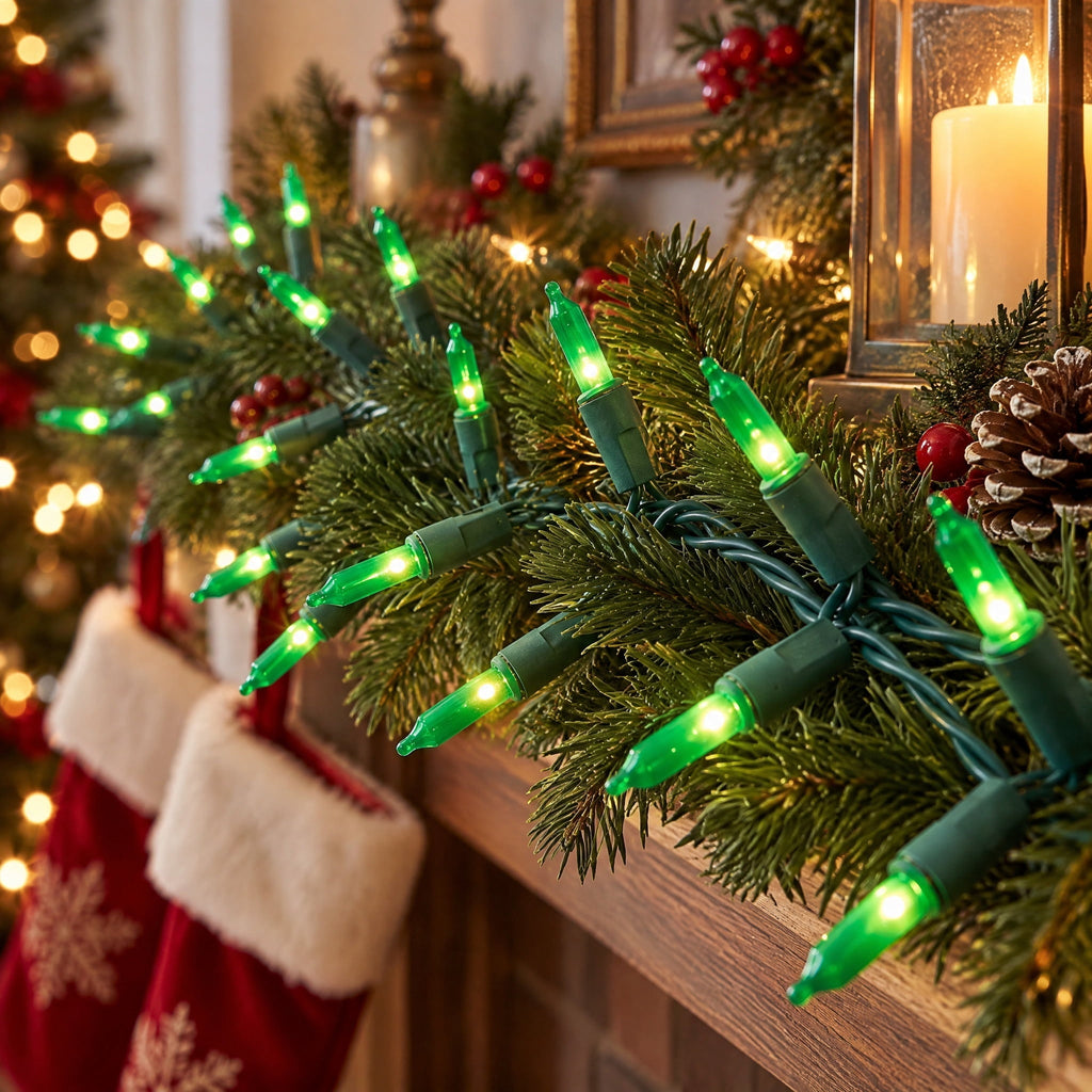 Indoor/Outdoor 100-Count LED Mini Christmas String Lights, Warm White, Green Wire, 19.5', by Holiday Time