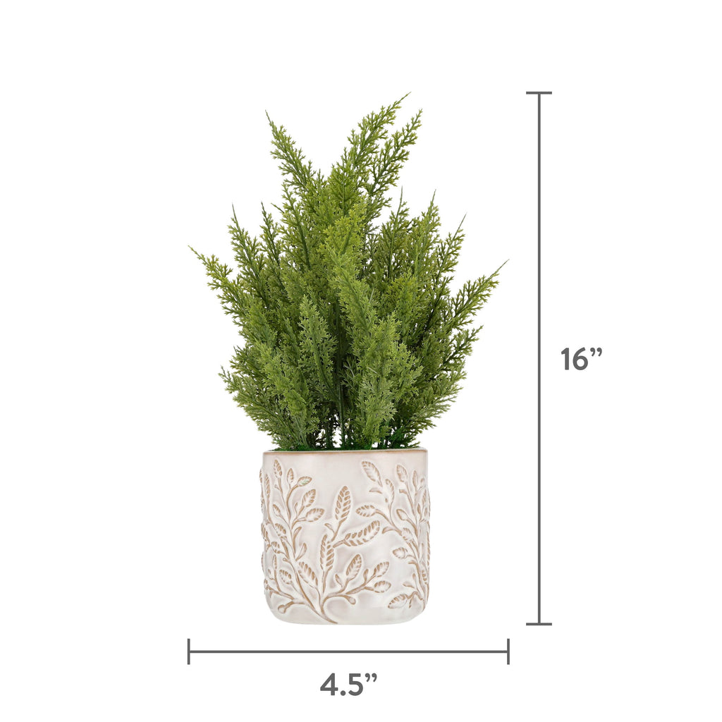 Greenery Christmas Arrangement in Ceramic Pot, Green and White, 16", by Holiday Time