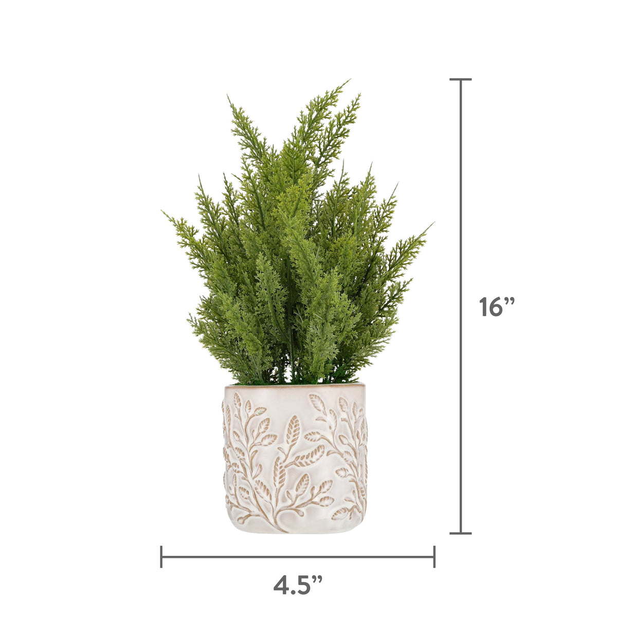 Greenery Christmas Arrangement in Ceramic Pot, Green and White, 16", by Holiday Time
