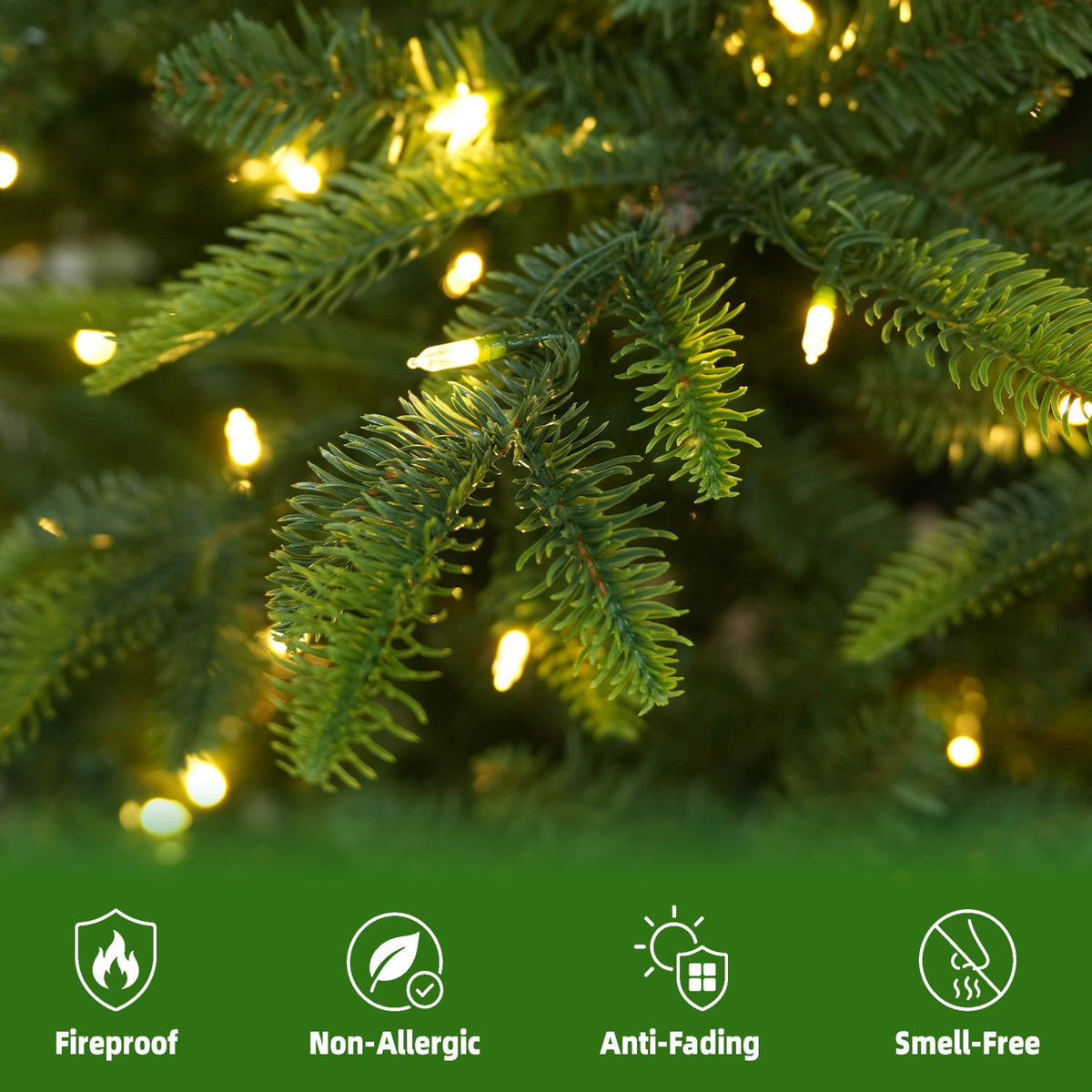 VIVATREES 6ft Pre-lit Artificial Christmas Tree w/ 1153 Mixed PVC PE Hinged Branch Tips 330 Warm White LED Lights Foldable Base