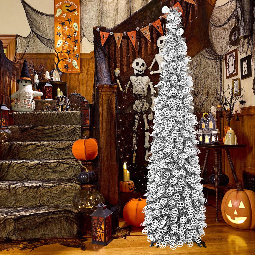 Ayieyill 5ft Halloween Tree Prelit, Pencil Pop up Tree with Light Halloween Decoration | Indoor | Black