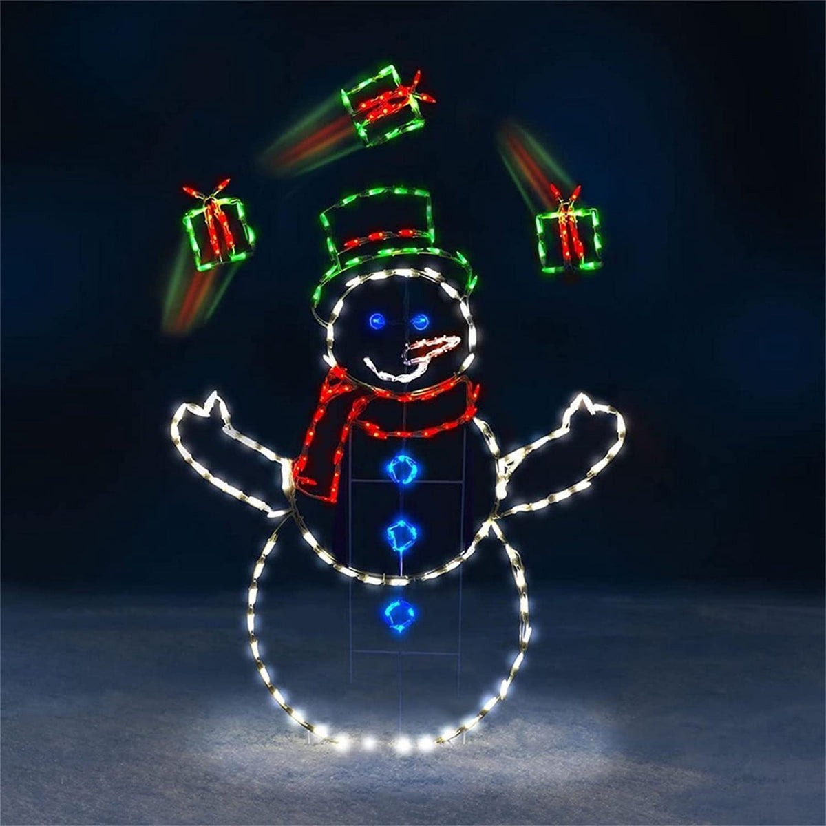Christmas Light String Figurine Ornament Penguin Fun Animated Snowball Fight Active Frame Decor Snowman LED Night Light Luminous Indoor Outdoor Party Garden Lawn Figurine