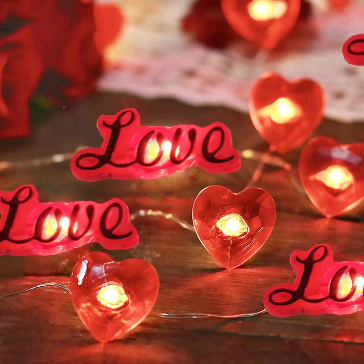 XGFHYJEH 5ft Valentines Day Decorations, Valentines Day Lights, Valentines String Lights, Valentine's Day Decor, Heart String Lights, Battery Operated