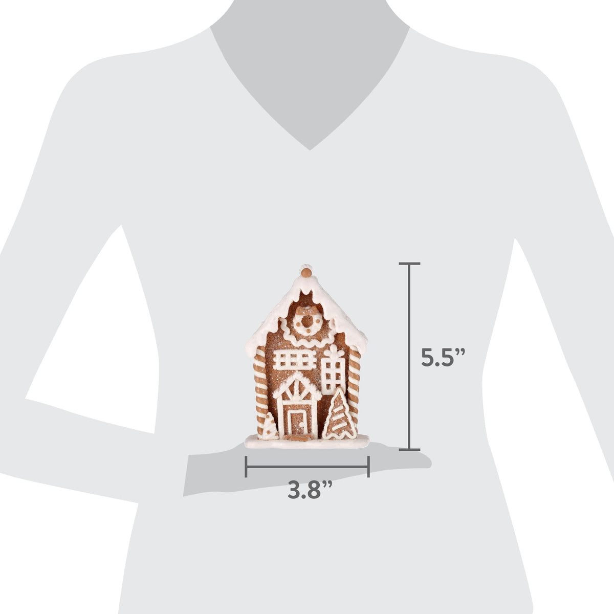 Clay Dough Gingerbread House Christmas Decoration, Brown and White, 5.5", by Holiday Time