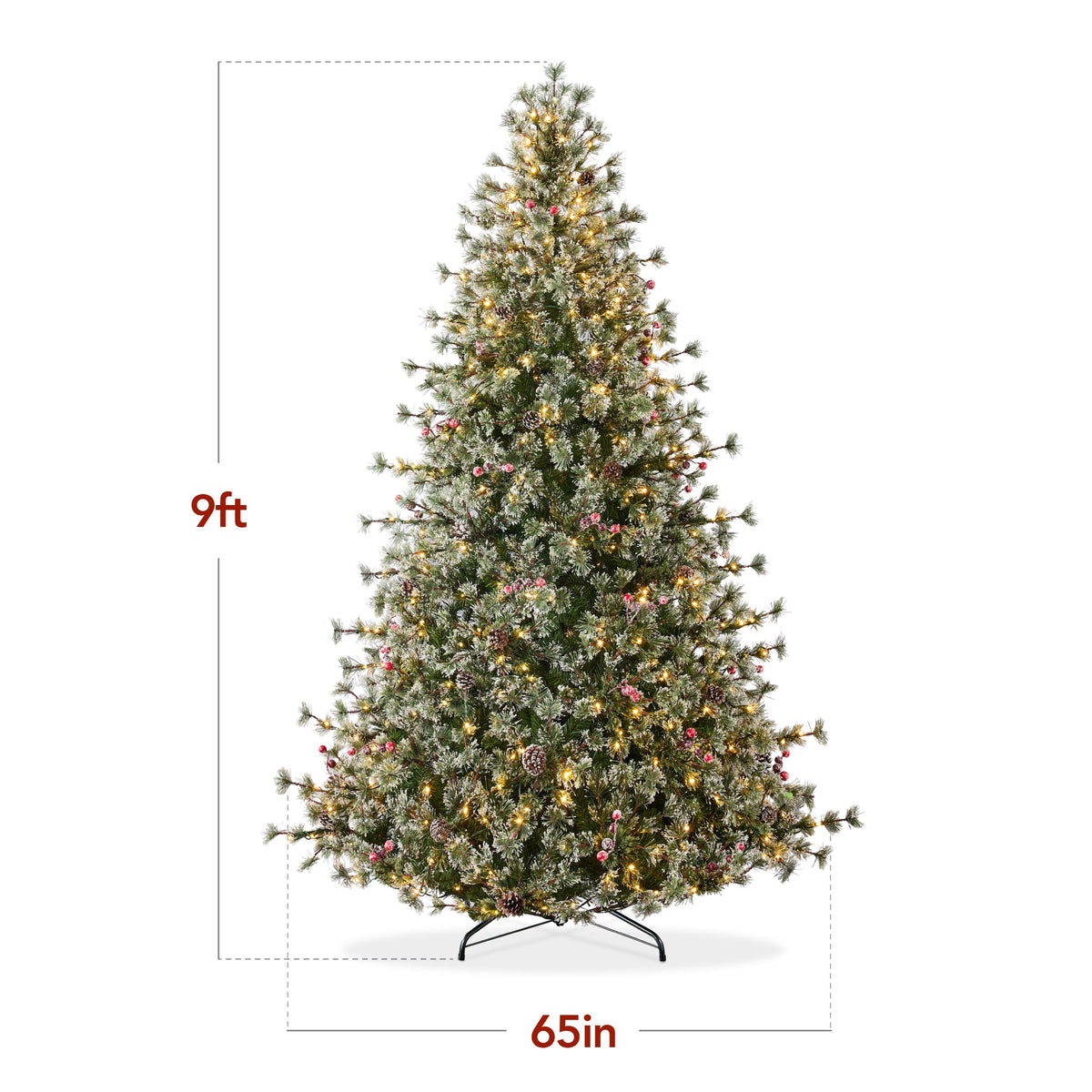 Best Choice Products 6ft Pre-Lit Cashmere Christmas Tree, Premium Semi-Flocked Pre-Decorated Artificial Holiday Decor