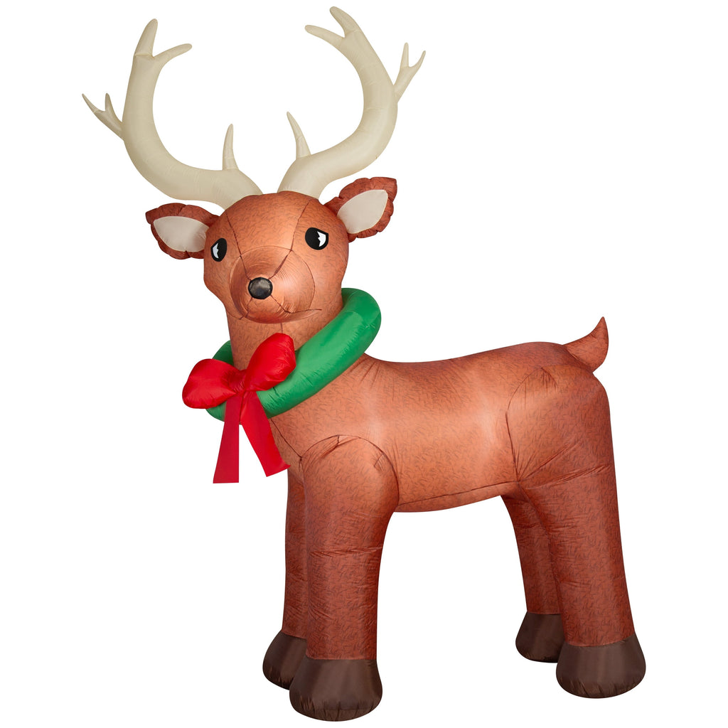 Multicolor Giant Reindeer with Wreath Christmas Airblown Yard Inflatable, 10.5', by Holiday Time