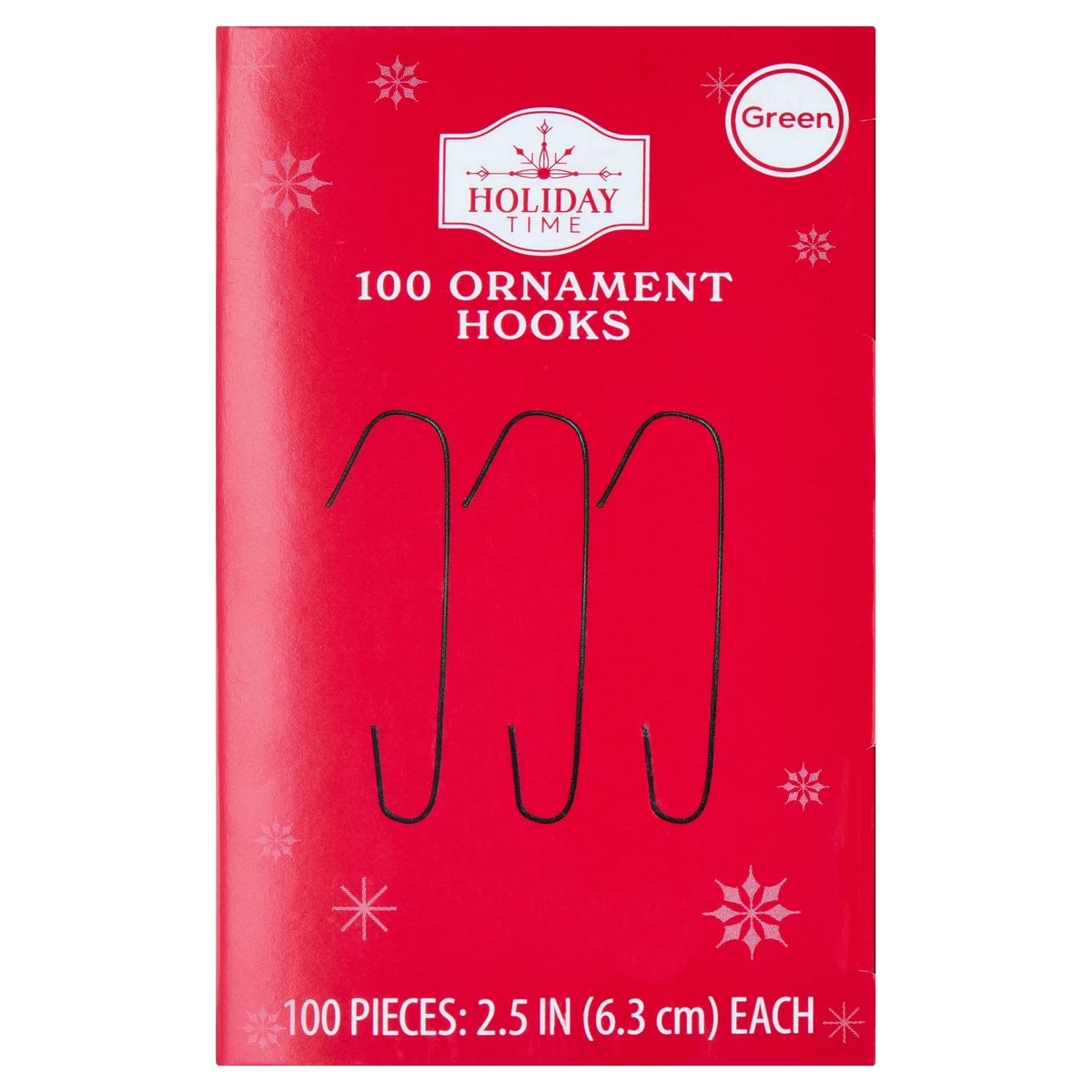 Green Jumbo Christmas Ornament Hooks, 2.5", 100 Count, by Holiday Time