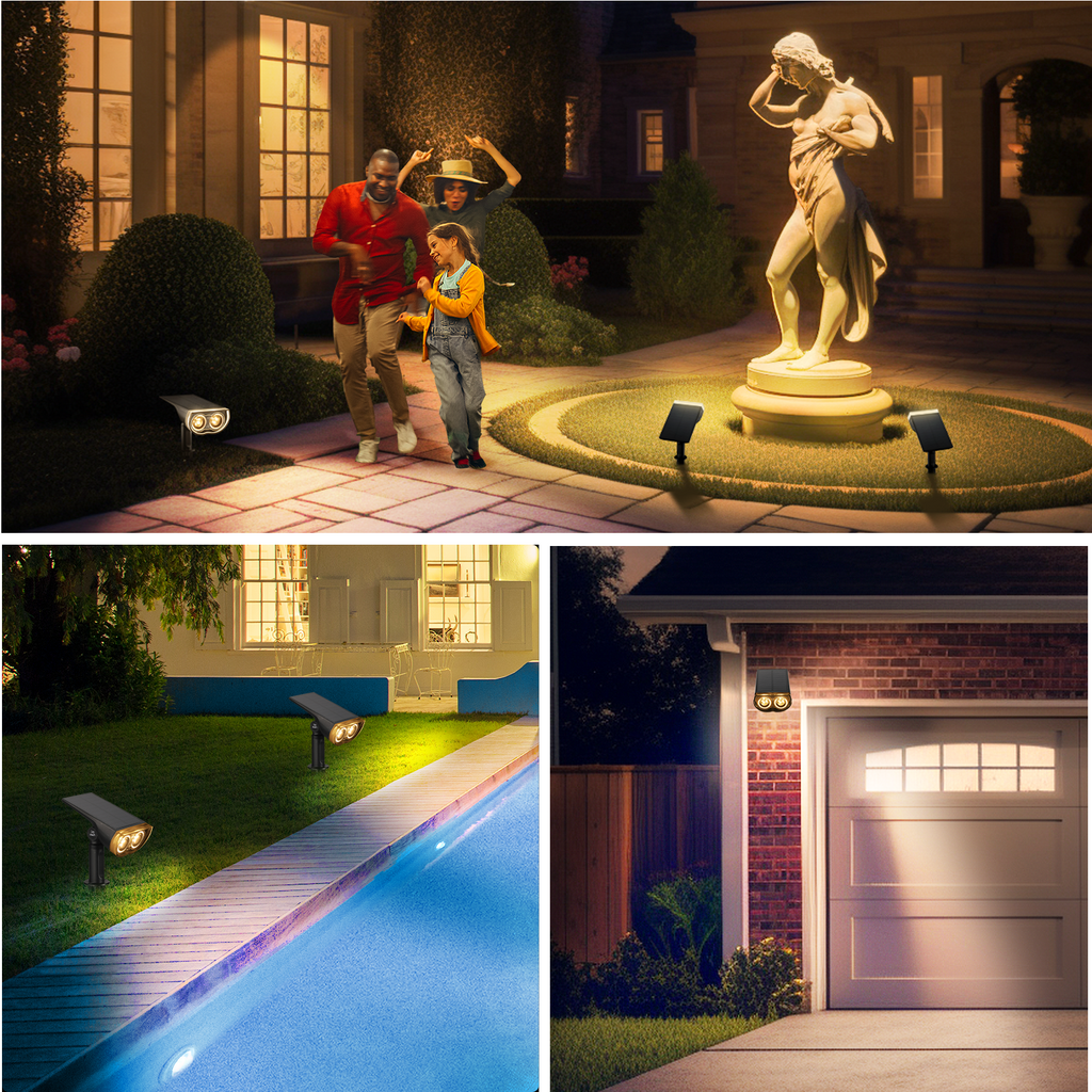 Linkind Solar Lights Outdoor, LED Solar Landscape Spotlights, IP67 Waterproof Outdoor Lighting for Yard, Garden, Pathway, Patio, 2 Pack (Daylight)