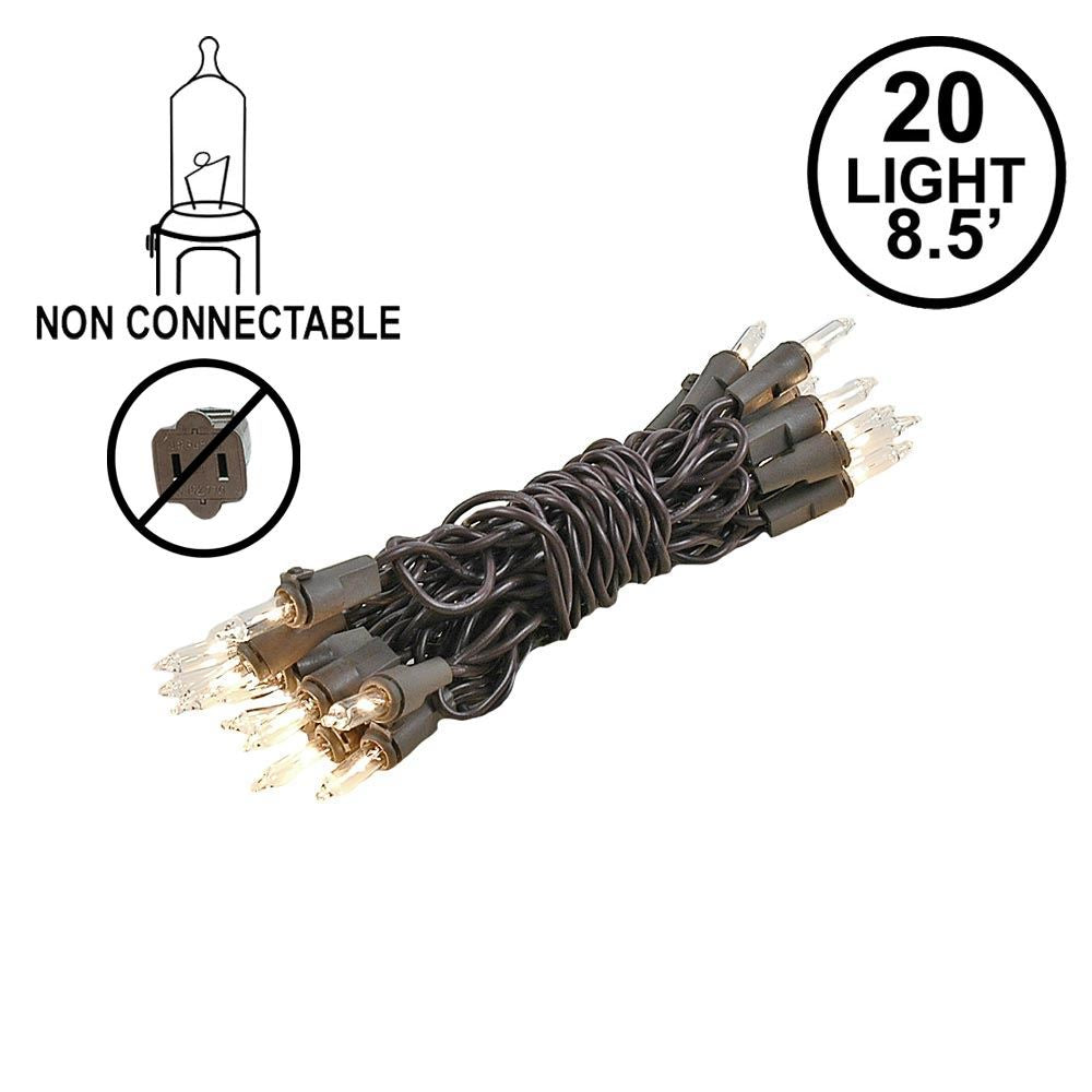 Novelty Lights Clear 20 Light Incandescent Craft Mini Christmas String Lights Brown Wire 8.5 feet