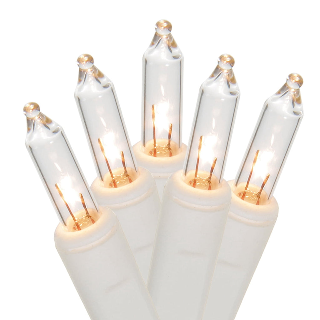 Indoor/Outdoor 100-Count Incandescent Mini Christmas String Lights, Clear, White Wire, 20.6', by Holiday Time