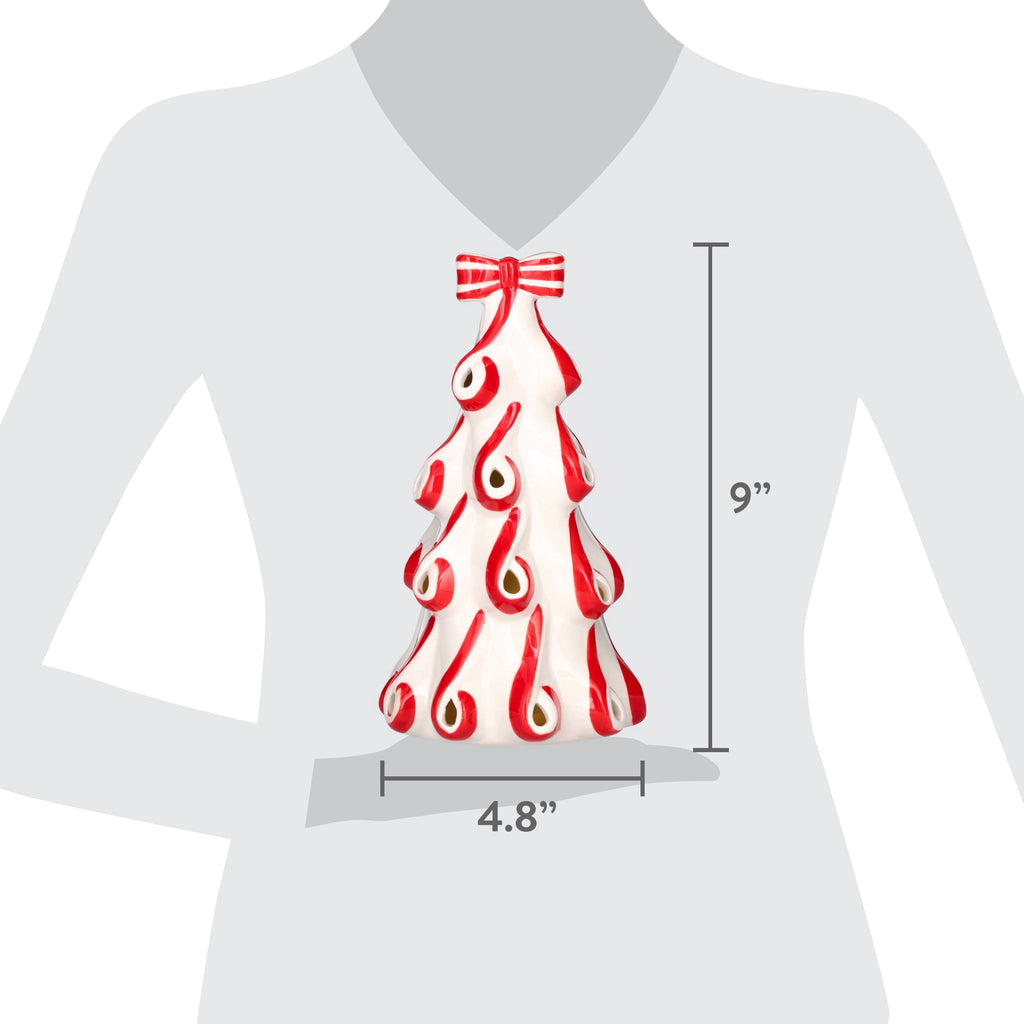 Light-Up Ceramic Christmas Tree Decoration, Red and White, 9", by Holiday Time