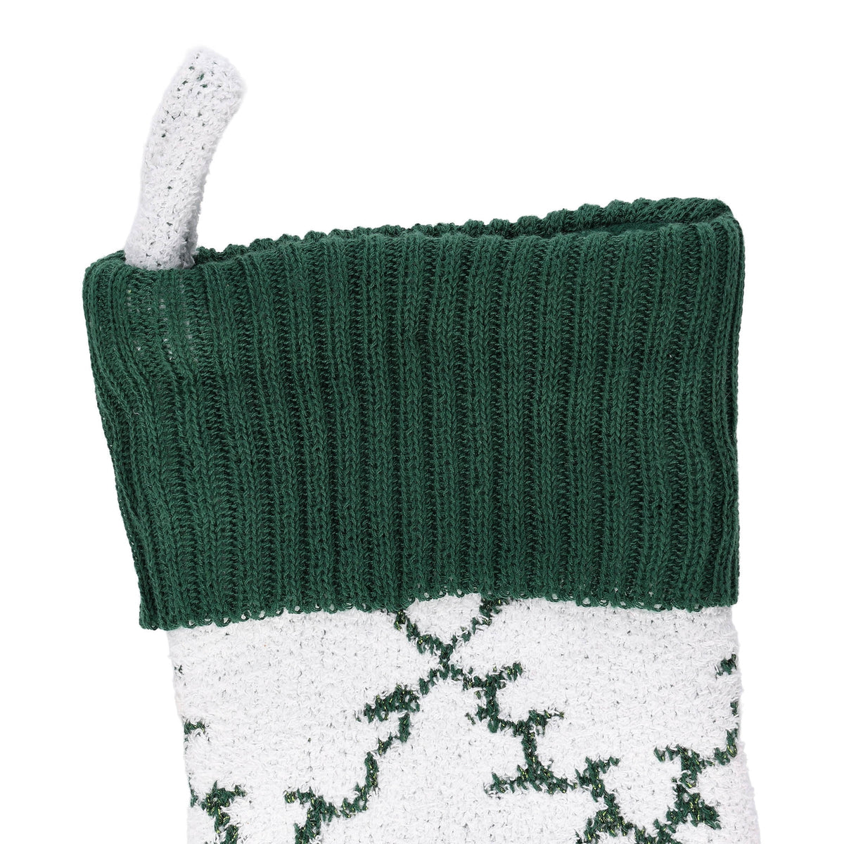 Knit Trellis Christmas Stocking, Green and White, 19", by Holiday Time