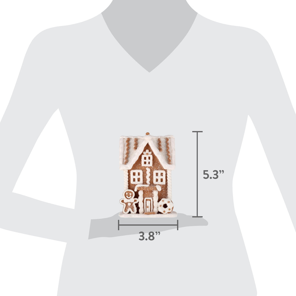 Clay Dough Gingerbread House Christmas Decoration, Brown and White, 5.3", by Holiday Time