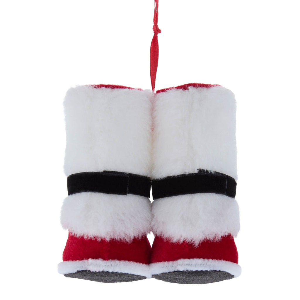 Red and White Velvet Santa Boots Christmas Ornament, 3.5", by Holiday Time