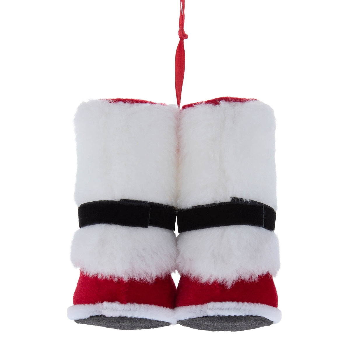 Red and White Velvet Santa Boots Christmas Ornament, 3.5", by Holiday Time
