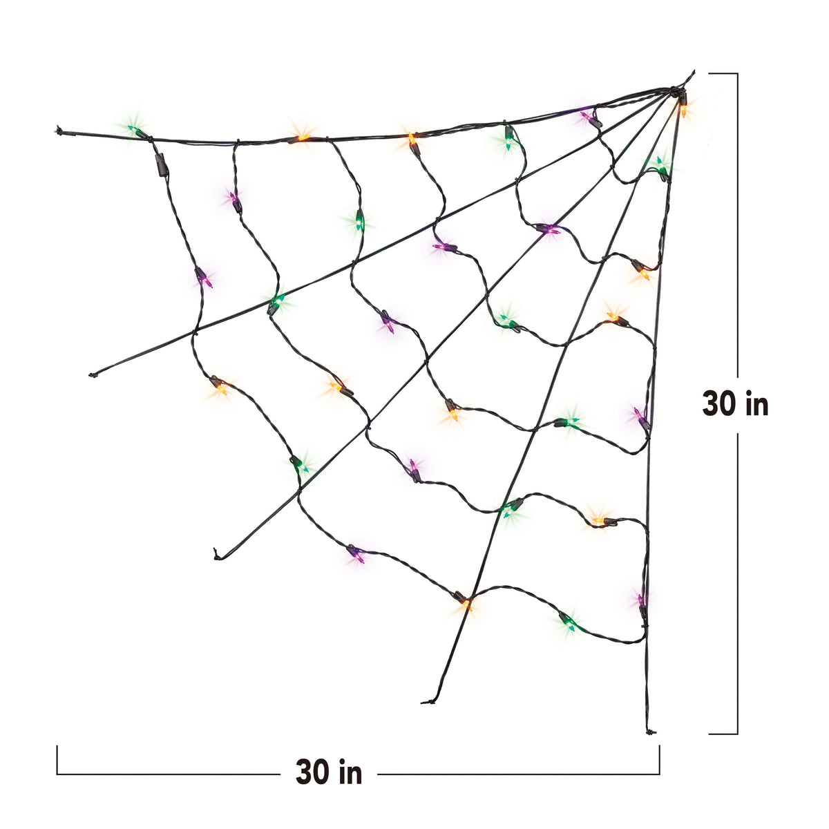 Indoor/Outdoor 30-Count LED Corner Web Lights, Purple, 30" x 30", Halloween by Way To Celebrate