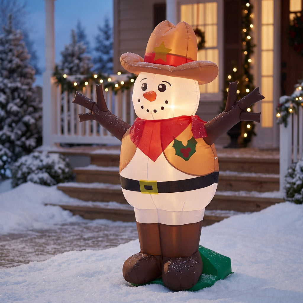 Multicolor Sheriff Snowman Christmas Yard Inflatable, 4', by Holiday Time