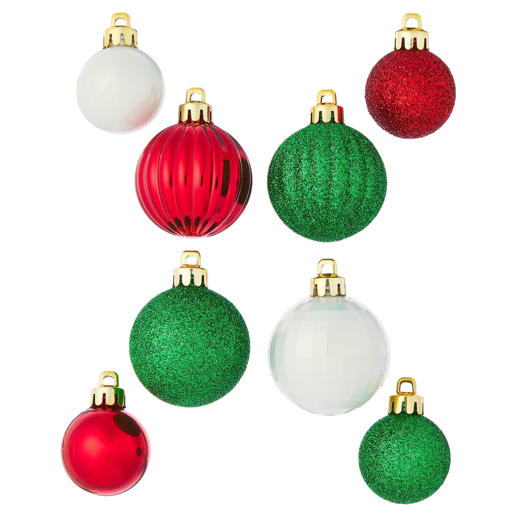 20-Count Red/Green/White Mini Ball Shatterproof Christmas Ornaments, by Holiday Time