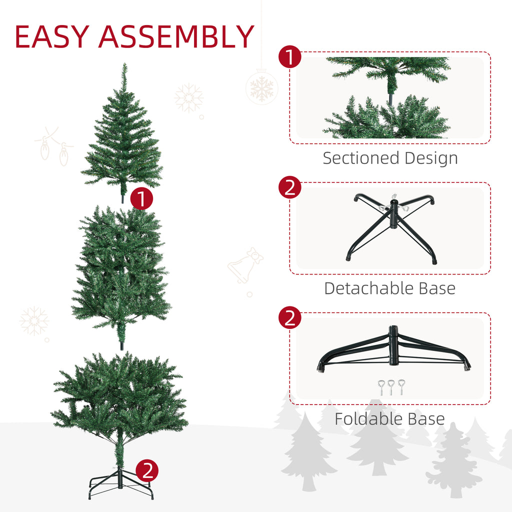 HOMCOM 8' Artificial Christmas Tree Holiday Home Décor, 618 Tips, Black