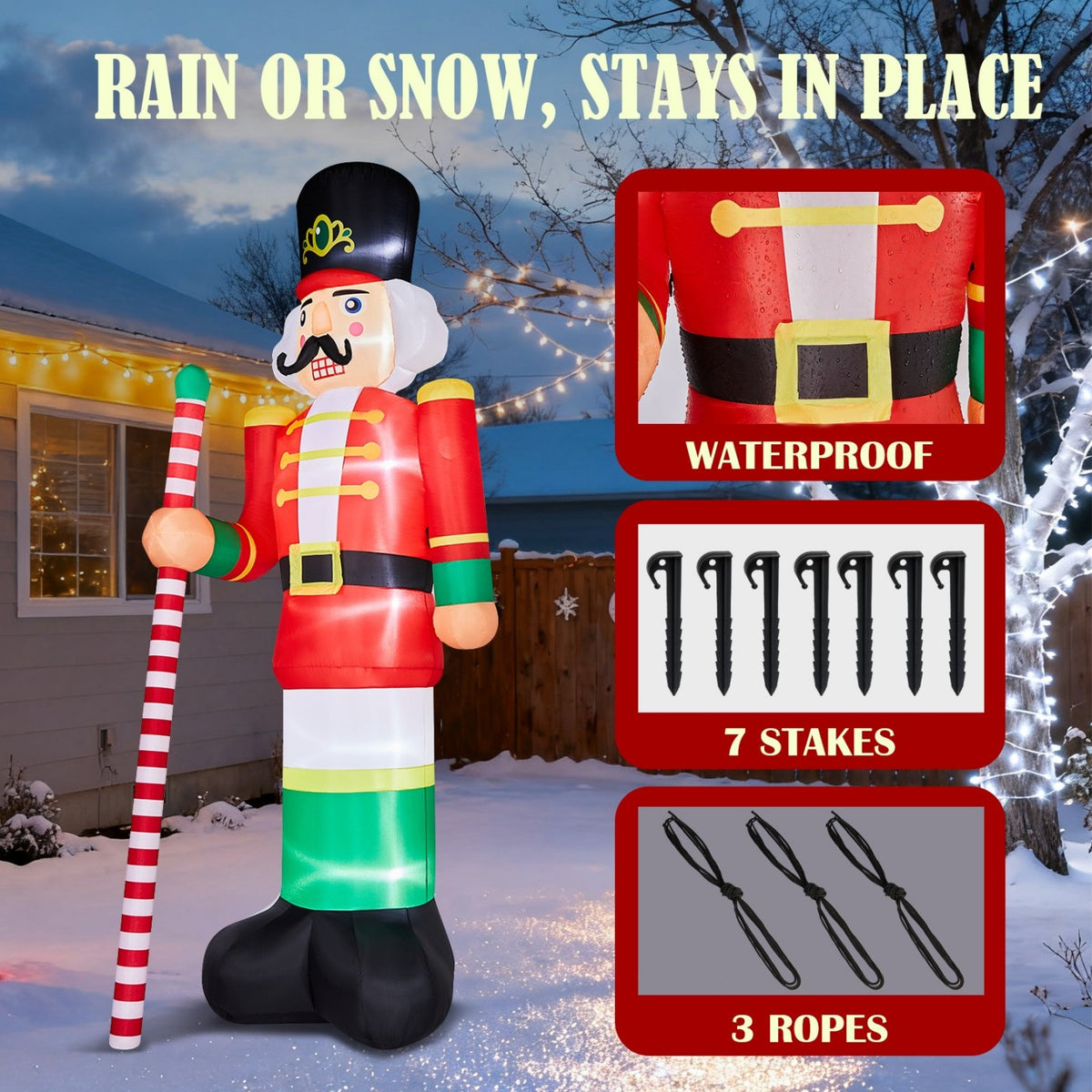 Tcbosik 12 FT Giant Christmas Inflatables Snowman Outdoor Yard Decorations, Blow up Snow Man with Black Hat, Built-in LED Light, Winter Outside Decor for Holiday Party Patio Garden Lawn