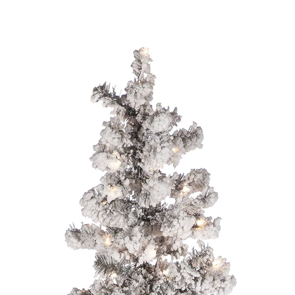 7.5 ft. Pre Lit Clear Lights Heavy Flocked Layered Spruce